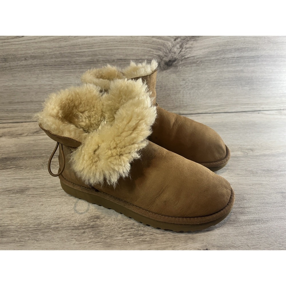 Ugg Mini Bailey Button II 1016422 Women Boots Size 7‎ Chestnut Shoes READ